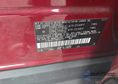 2022 Toyota Rav4 Xle из США, поврежденный, VIN 2T3W1RFV1NW187797